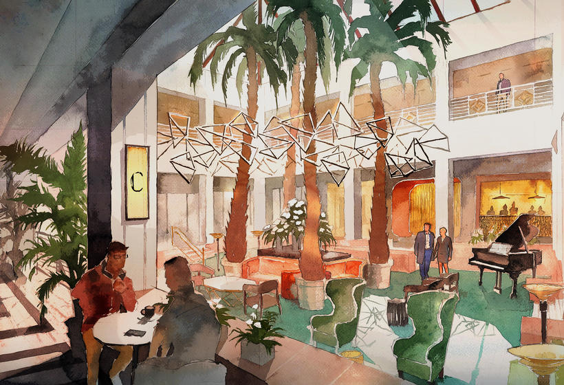 Rendering of The Clyde Hotel lobby
